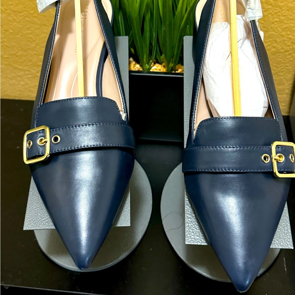 Preston & York Navy Blue Taylor Leather Sling backs size 8.5